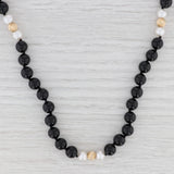 New Cultured Pearl Onyx Bead Necklace 14k Gold 30.5" Strand Long Statement
