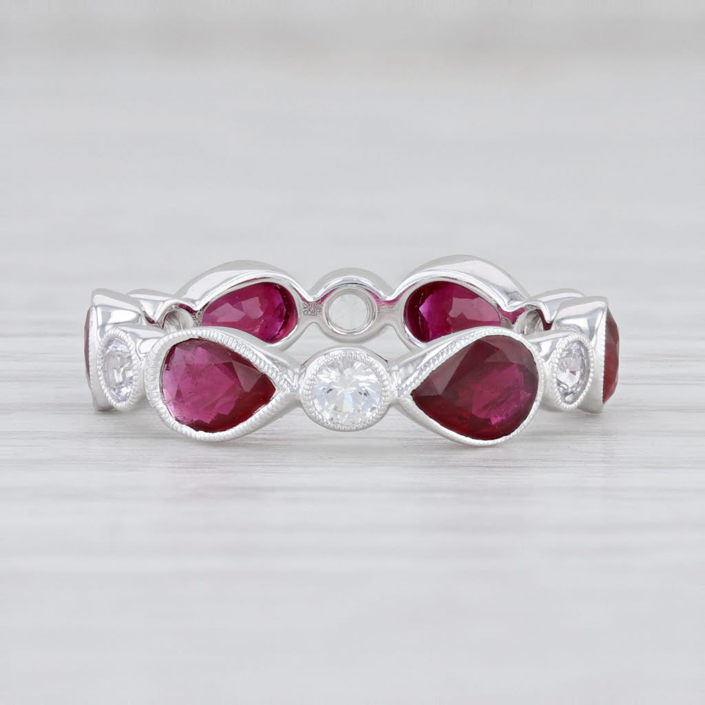 Light Gray New Beverley K Ruby White Sapphire Stackable Ring 14k Gold Eternity Band 4.75