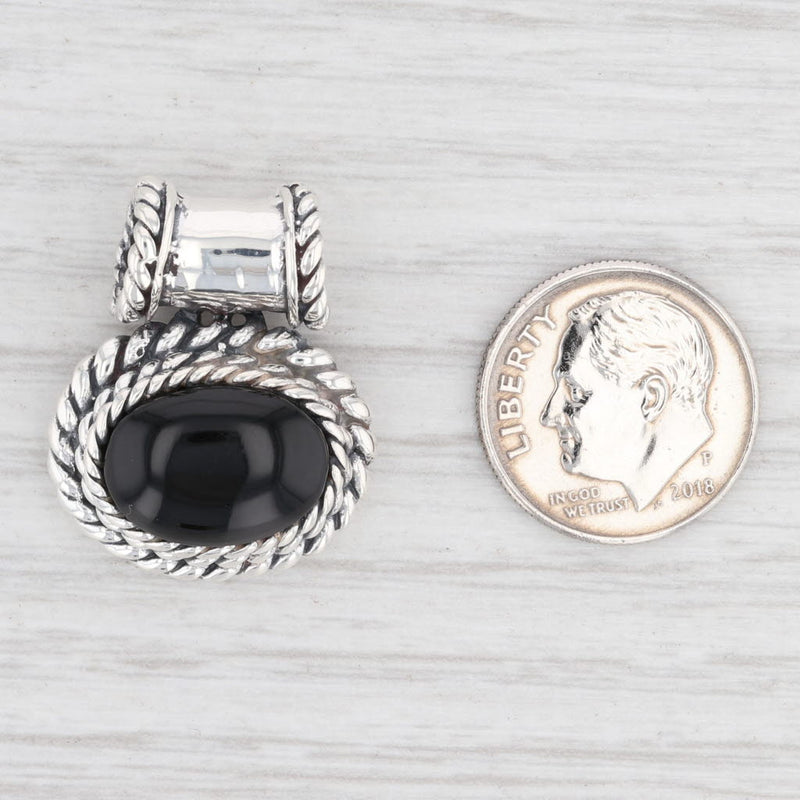New Black Resin Pendant 925 Sterling Silver B12671