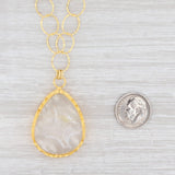 Light Gray New Nina Nguyen Druzy Quartz Agate Pendant Necklace 19" Sterling Silver 22k Gold