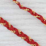 New Cordelia Nina Nguyen Necklace Red Woven Leather Gold Vermeil White Druzy