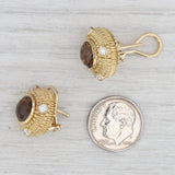 Light Gray Judith Ripka 4.48ctw Smoky Quartz Diamond Earrings 18k Yellow Gold Button Studs