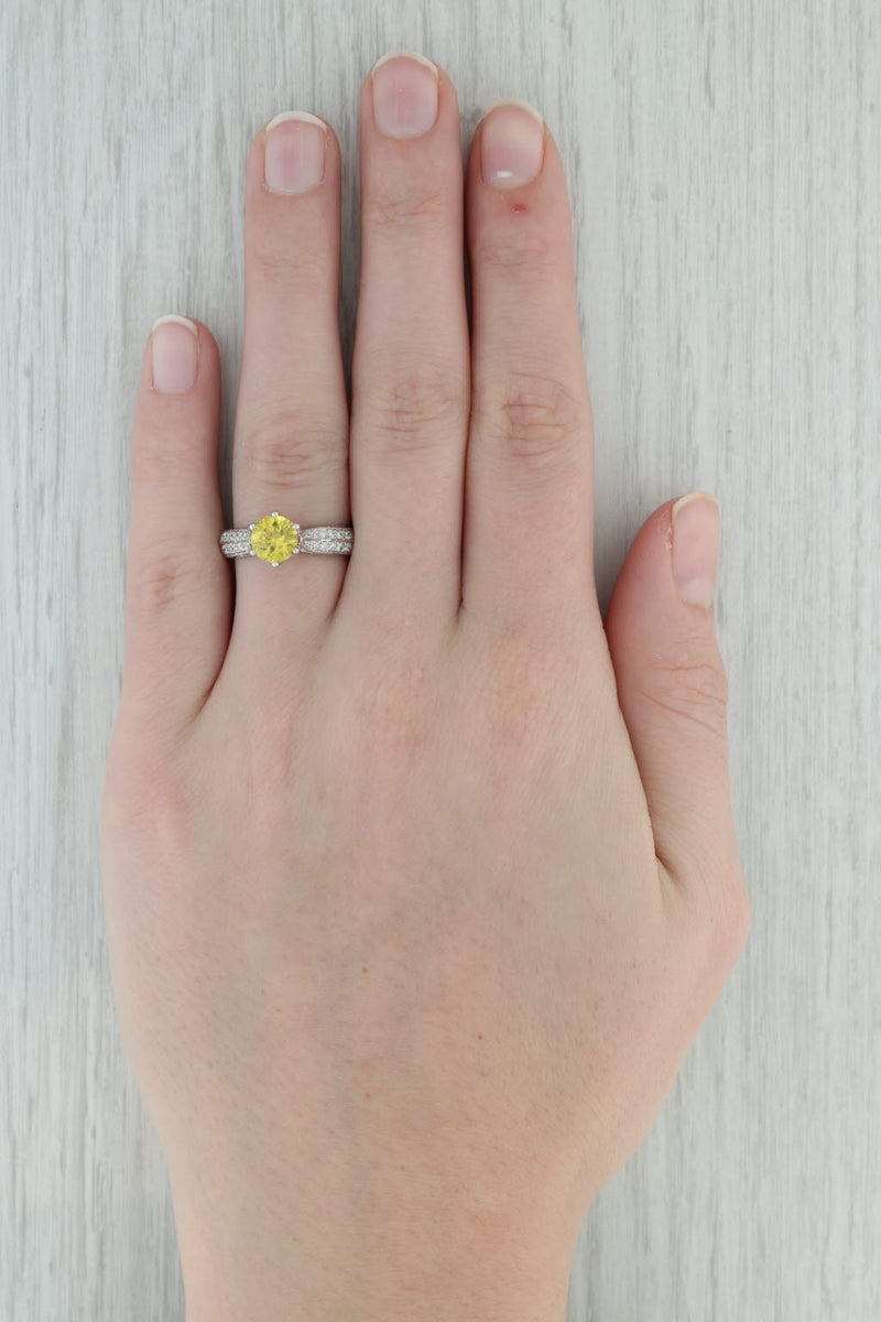 2.84ctw Yellow Sapphire Diamond Engagement Ring 18k White Gold Size 7 Oasis