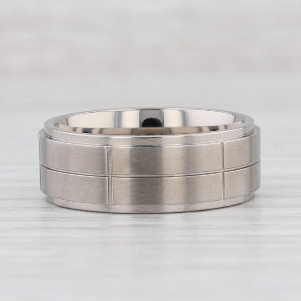 Light Gray New Beveled Brushed Titanium Ring Size 10.25 Wedding Band