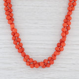 Linda Lee Johnson Precious Red Coral Bead Necklace 22k Gold 17" Double Strand