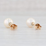 Light Gray Saltwater Cultured Pearl Stud Earrings 14k Yellow Gold June Birthstone