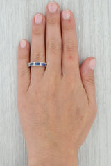 Rosy Brown New 0.94ctw Blue Sapphire Diamond Stackable Ring 14k White Gold Sz 7.25 Stacking