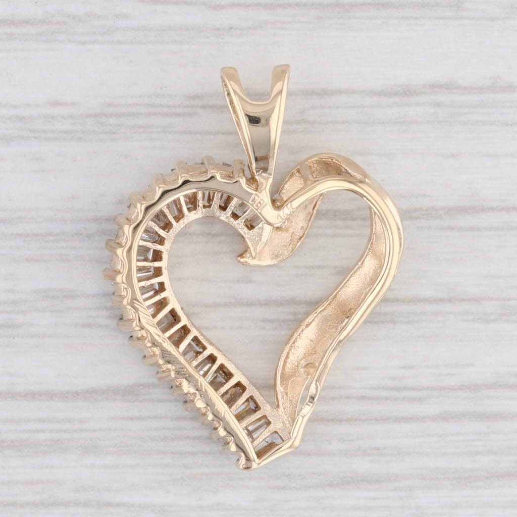 Light Gray 0.70ctw Diamond Open Heart Pendant 14k Yellow Gold Gift Keepsake