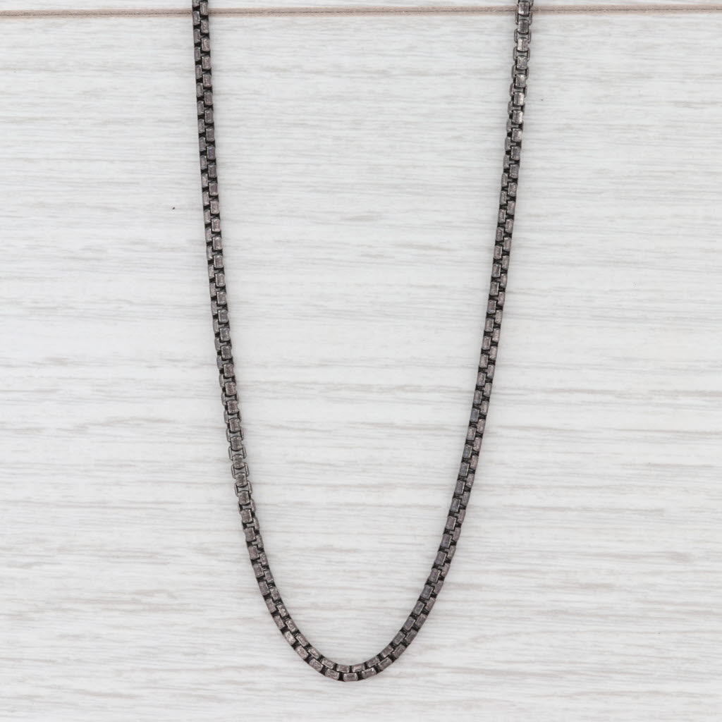 Light Gray New Box Chain Necklace Oxidized Sterling Silver 16” 2.5mm