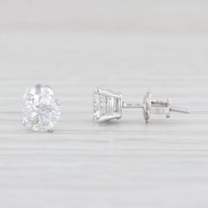 0.98ctw Round Diamond Stud Earrings 14k Gold Solitaire Studs