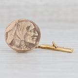 Buffalo Nickel Indian Head Inspired Design 10k Gold Tie Tac Pin Collector Gift