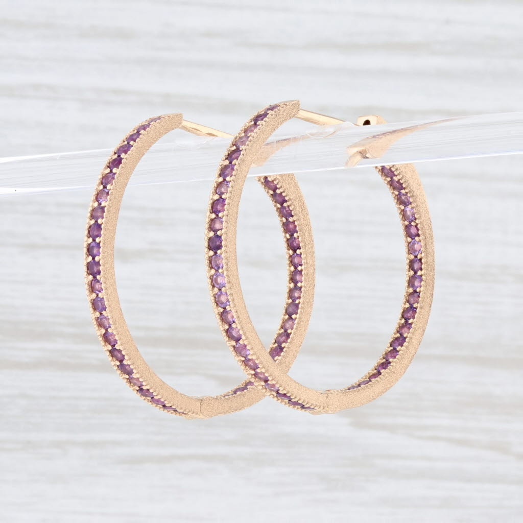 Light Gray New Nina Nguyen Intricate Inside Out Amethyst Hoop Earrings 18k Yellow Gold