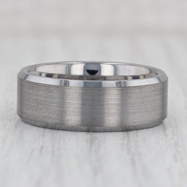 Gray New Men's Brushed Tungsten Ring Beveled Comfort Fit Wedding Band Size 10-10.25