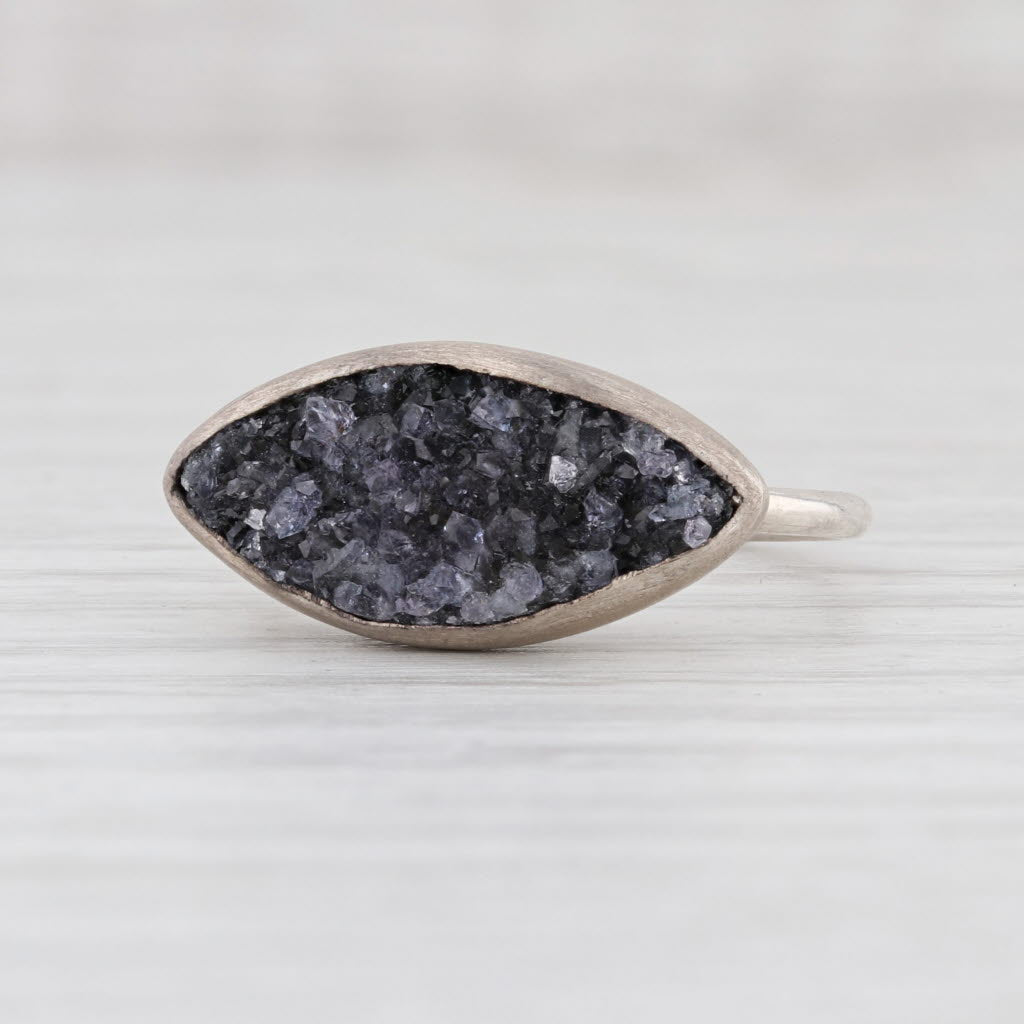 Light Gray New Nina Nguyen Ring Druzy Amethyst Sterling Silver Gemstone Statement Size 7