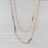 New Nina Nguyen Amethyst Bead Necklace Sterling Gold Vermeil Adjustable 38"