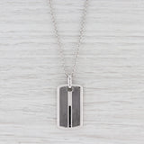 Light Gray New Dog Tag Pendant Necklace Black Diamonds Sterling Silver 21.5" Rolo Chain