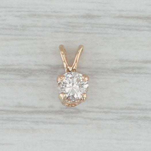 Gray New 0.23ct Small Diamond Solitaire Pendant 14k Yellow Gold