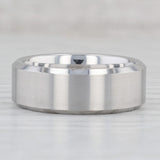 Light Gray New Men's Brushed Tungsten Ring Beveled Comfort Fit Size 10 Wedding Band