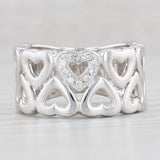 Diamond Accented Hearts Band 14k White Gold Size 6.25 Statement Ring