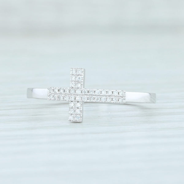 Light Gray New Diamond Cross Ring 14k White Gold Size 6.5 Religious Jewelry Promise Ring