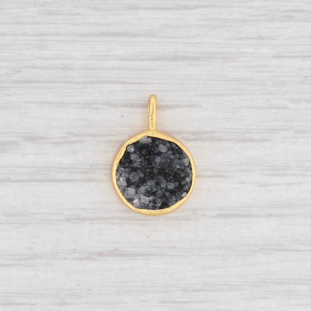 Light Gray New Nina Nguyen Black Druzy Quartz Pendant Sterling Silver 22k Gold Vermeil