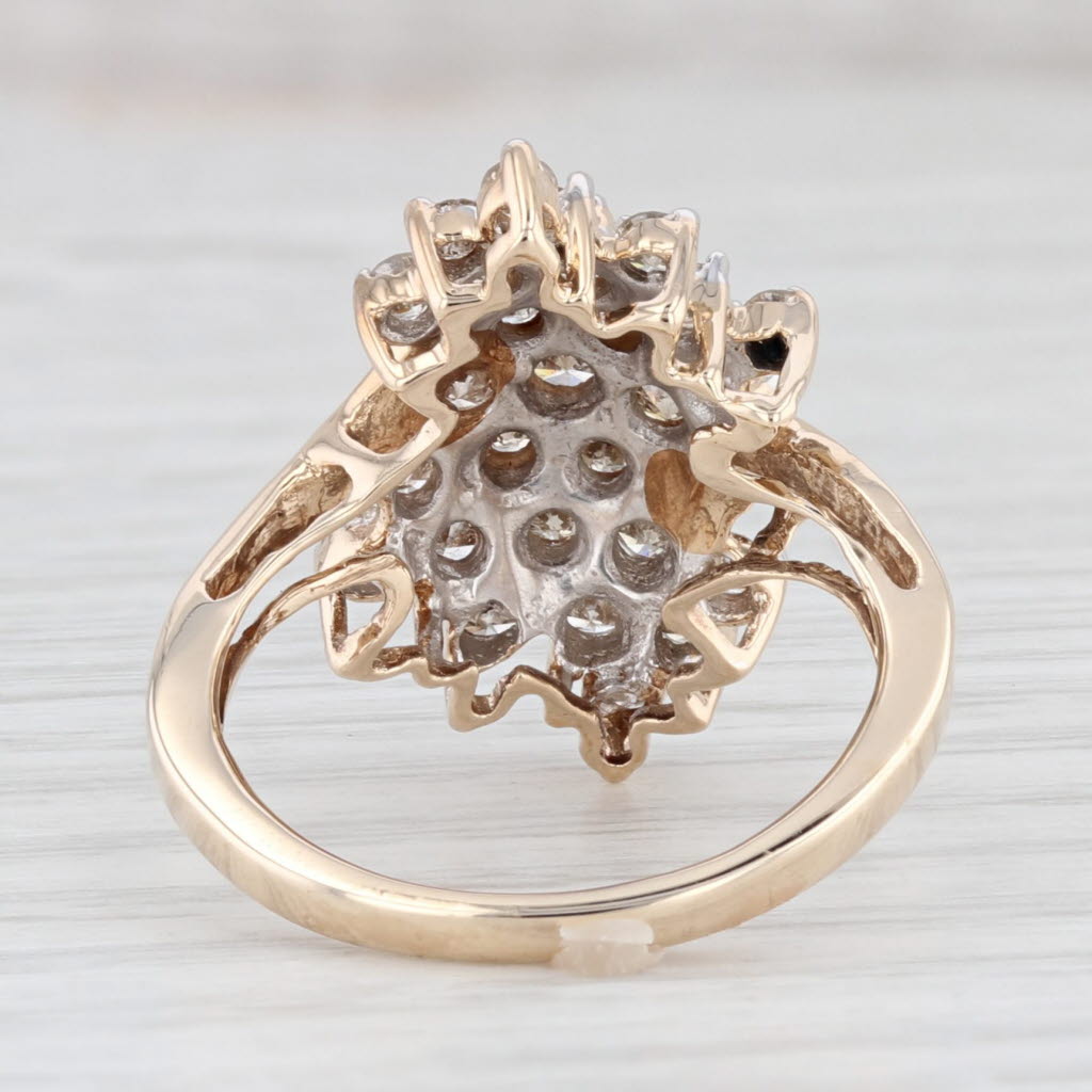 Light Gray 1.25ctw Diamond Cluster Bypass Ring 10k Yellow Gold Size 7.25 Cocktail