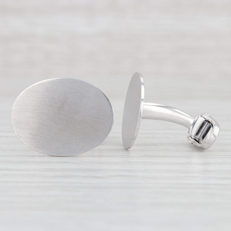 Engravable Oval Cufflinks 14k White Gold Folding Backs Suit Accessories