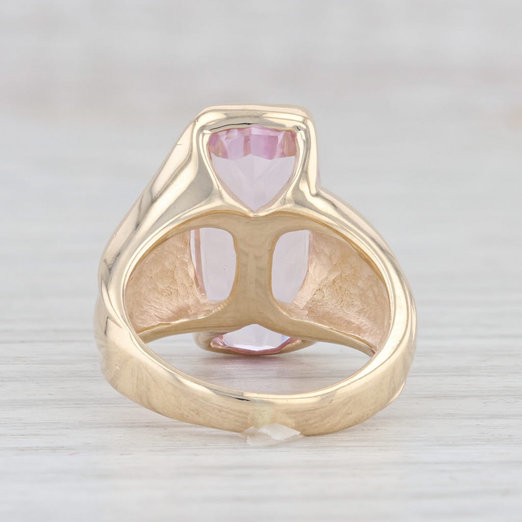 Light Gray Pink Kunzite Solitaire Ring 14k Yellow Gold Size 5.75 Cocktail