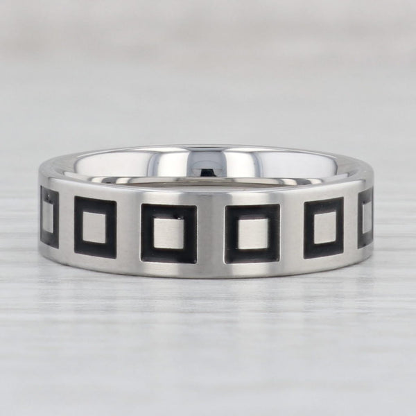 Light Gray New Square Pattern Titanium Ring Size 10 - 10 1/4 Wedding Band