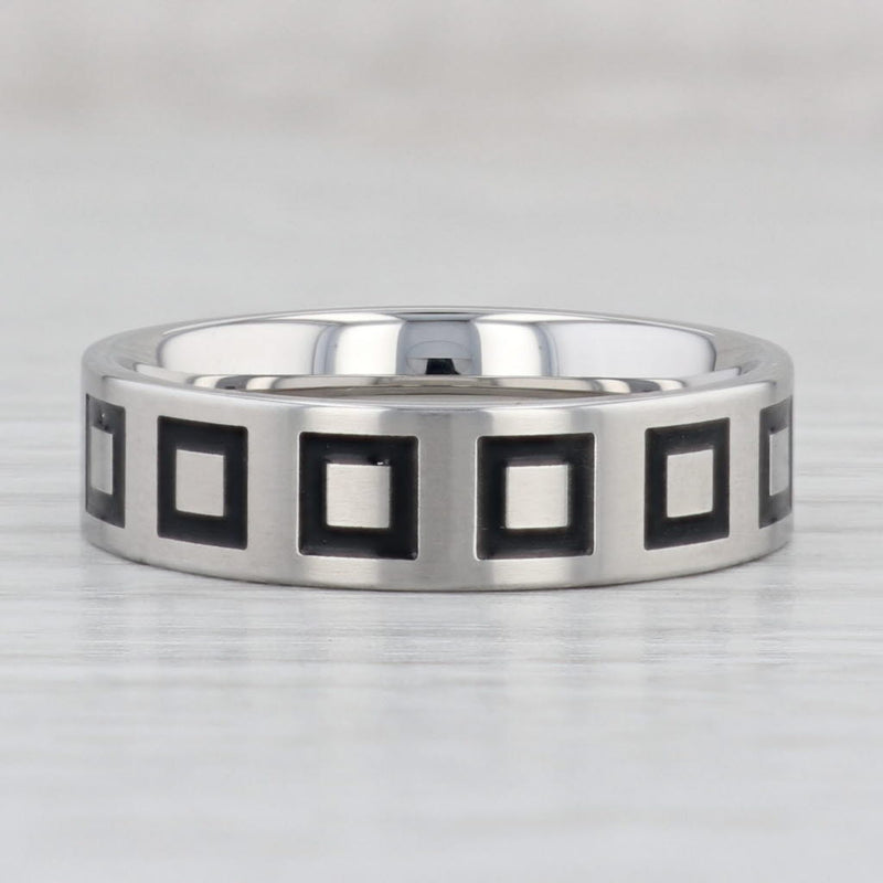 New Square Pattern Titanium Ring Size 10 - 10 1/4 Wedding Band