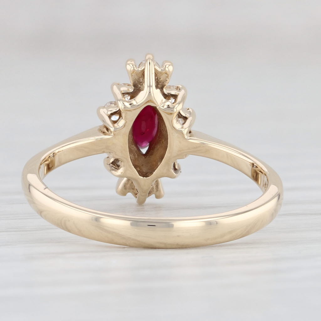 Light Gray 0.39ctw Marquise Ruby Diamond Halo Ring 14k Yellow Gold Size 7