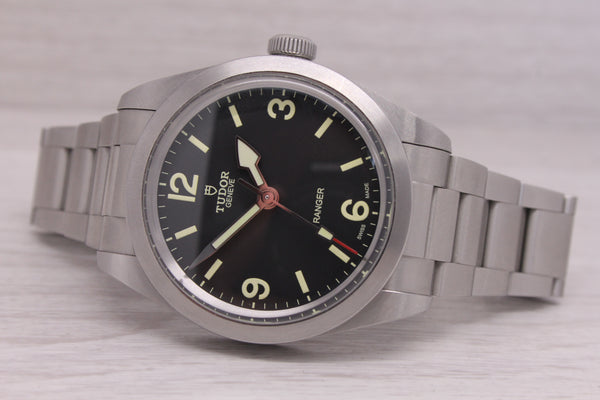 Dark Gray Tudor Ranger 79950 39mm Steel Mens Automatic Watch w Bracelet Box Extra Links