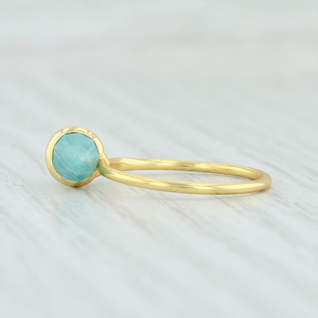 Light Gray New Amazonite Ring Sterling Silver 18k Gold Vermeil Adjustable Size Handmade