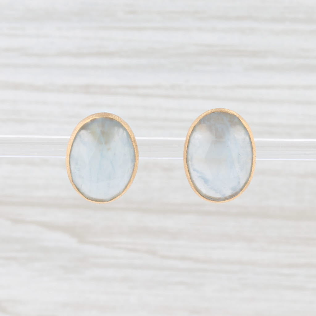 Light Gray New Nina Nguyen Aquamarine Stud Earrings 18k Yellow Gold March Birthstone