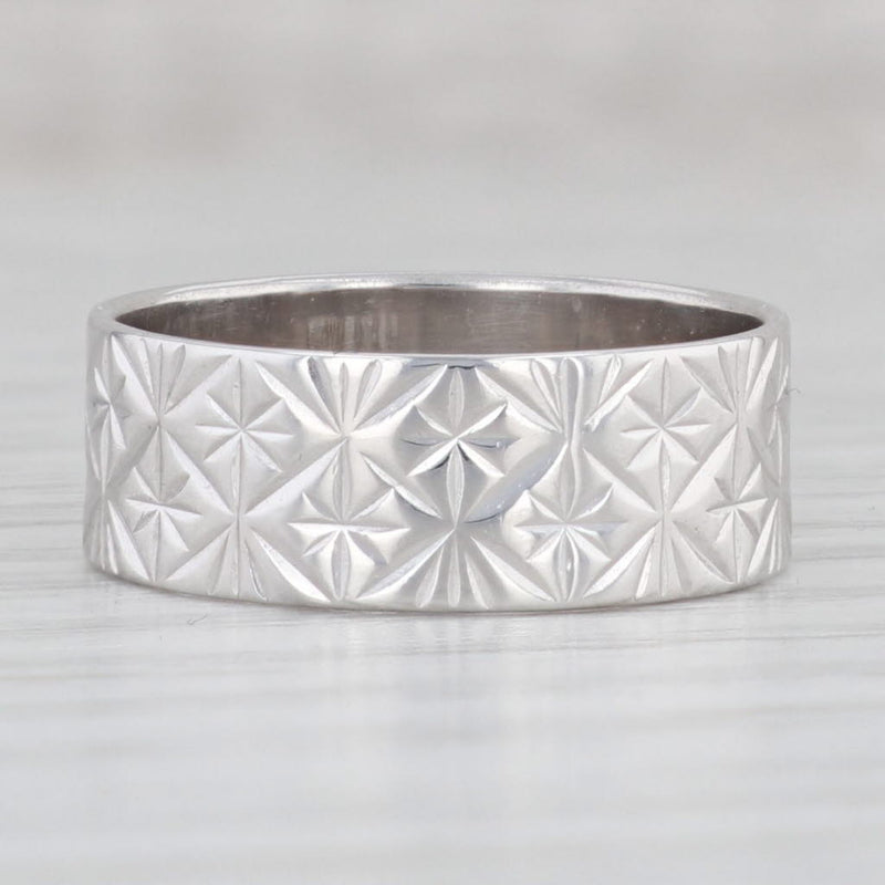 Starburst Etched Ring 18k White Gold Size 7 Band Wedding Stackable
