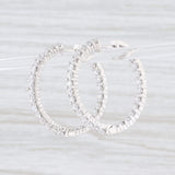 Light Gray 3.50ctw Diamond Inside Out Hoop Earrings 14k White Gold Snap Top Round Hoops