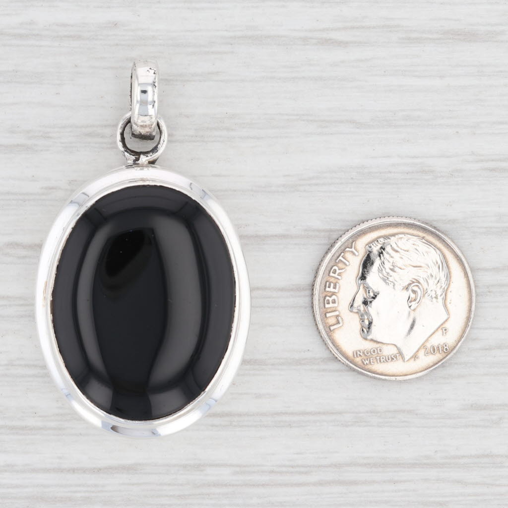 Light Gray New Onyx Pendant 925 Sterling Silver Statement Oval Solitaire