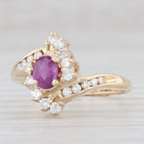 Light Gray 0.86ctw Oval Ruby Diamond Bypass Ring 14k Yellow Gold Size 7