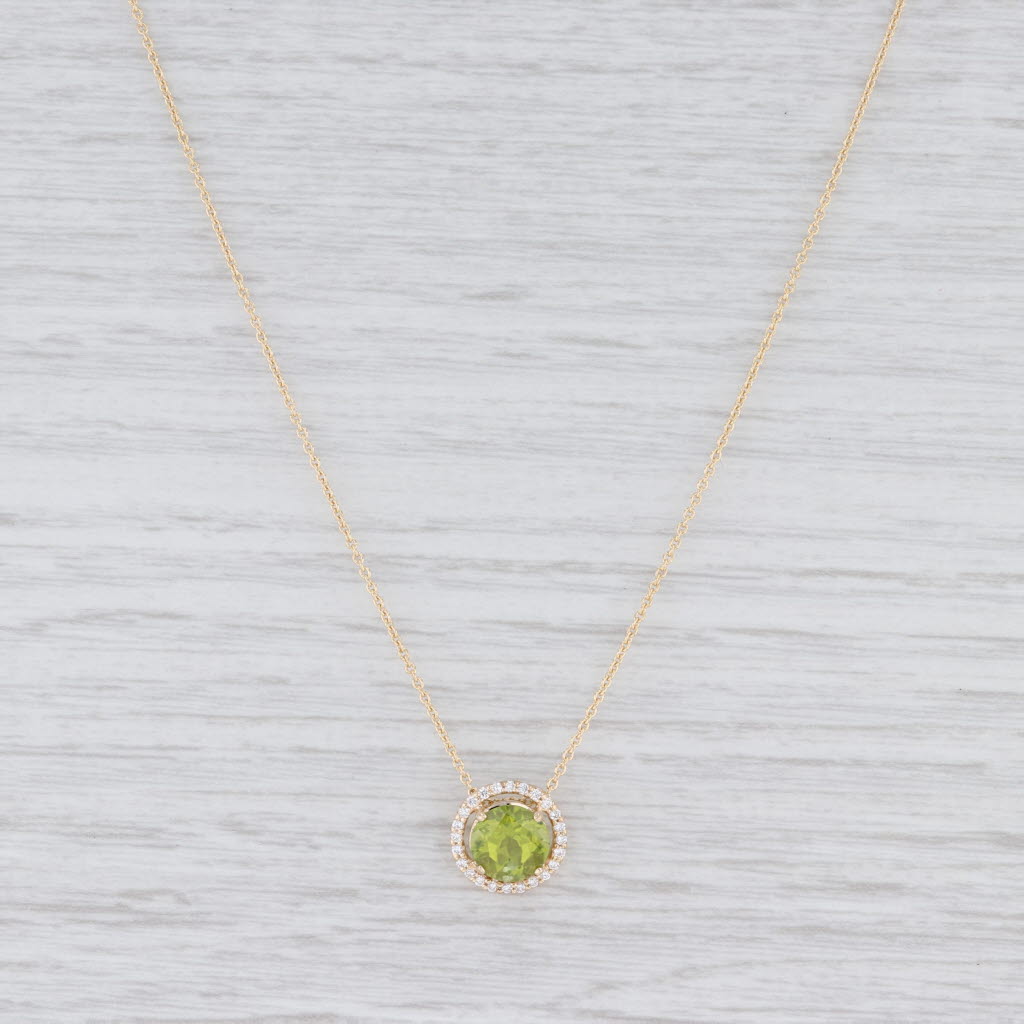 Light Gray New Beverley K 1.52ctw Peridot Diamond Halo Pendant Necklace 14k 18k Gold 16"