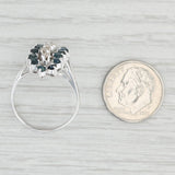 1.19ctw Blue Sapphire Diamond Cluster Ring 14k White Gold Bypass Size 7.5