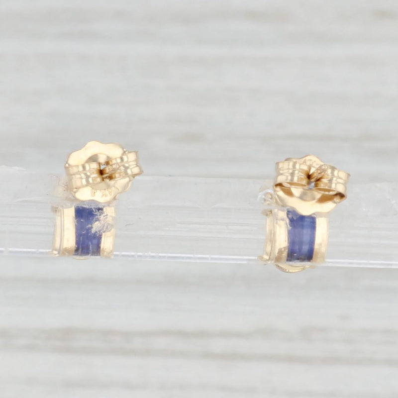 1.16ctw Lab Created Blue Sapphire Stud Earrings 14k Gold September Birthstone