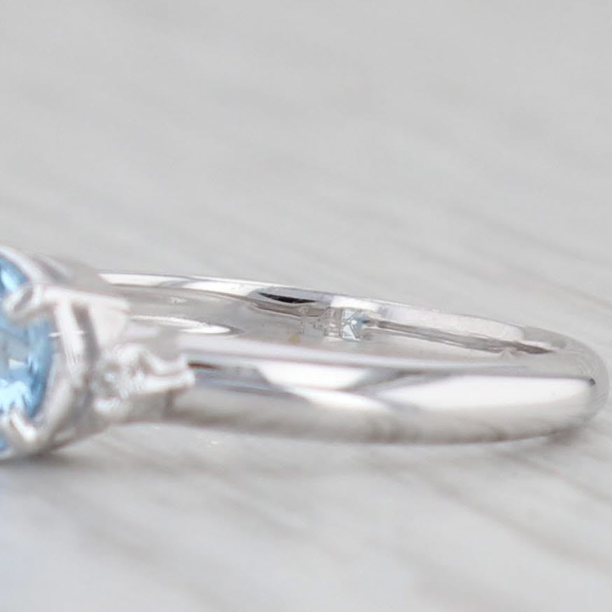 Light Gray 0.63ctw Round Blue Topaz Diamond Ring 14k White Gold Size 3.5 Engagement