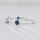 New Beverley K 0.70ctw Blue Sapphire Ring 14k White Gold Size 6.5 Stackable Band