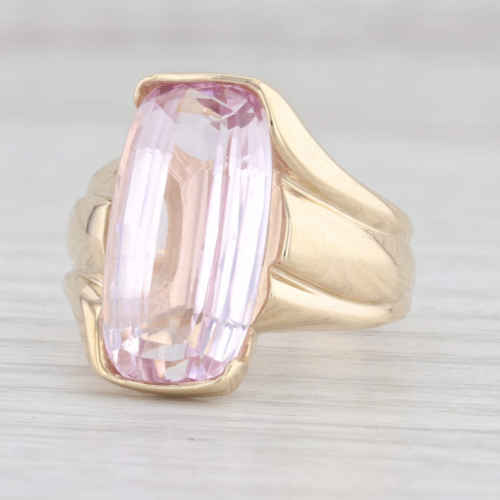 Light Gray Pink Kunzite Solitaire Ring 14k Yellow Gold Size 5.75 Cocktail