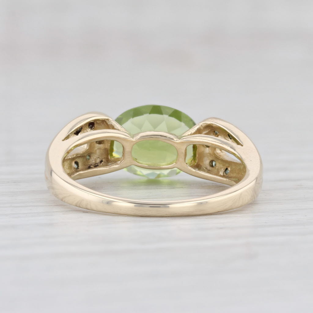 Light Gray 3.05ctw Peridot Diamond Ring 14k Yellow Gold Size 8 August Birthstone