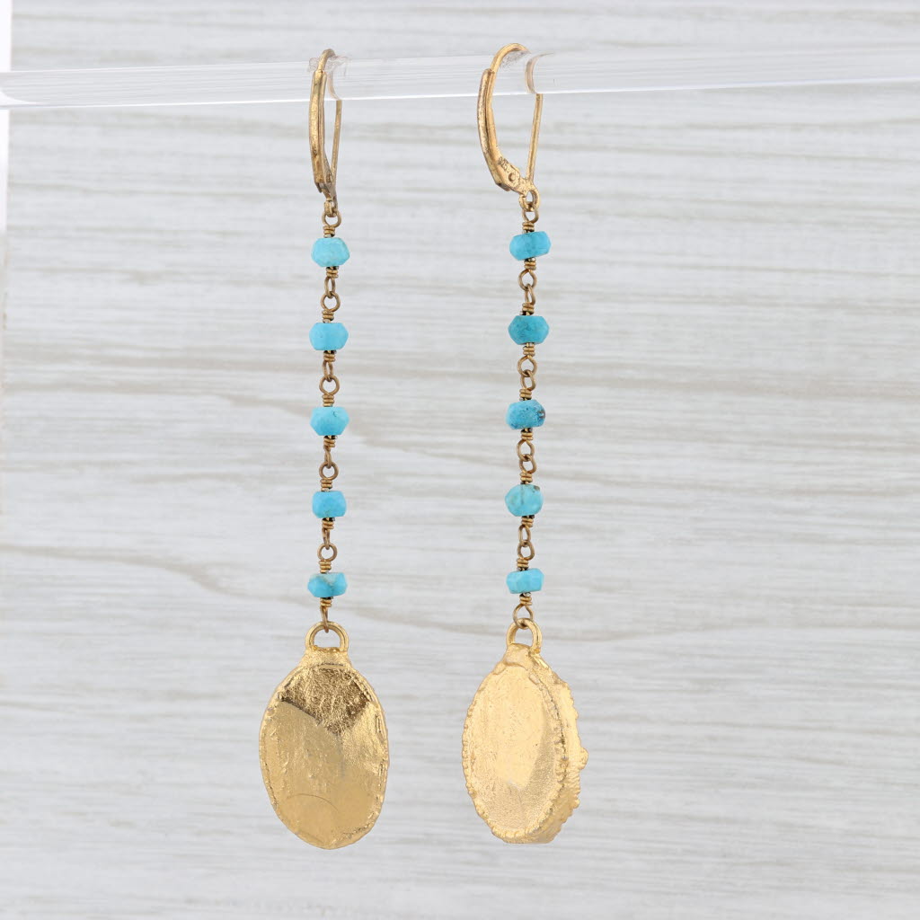 Light Gray New Nina Nguyen Turquoise Druzy Quartz Earrings Sterling Silver 22k Gold Vermeil