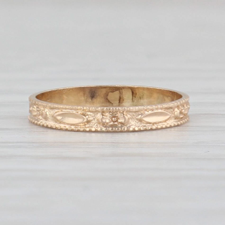 Light Gray Antique Floral Baby Ring 10k Yellow Gold Keepsake Small Baby Size BDA