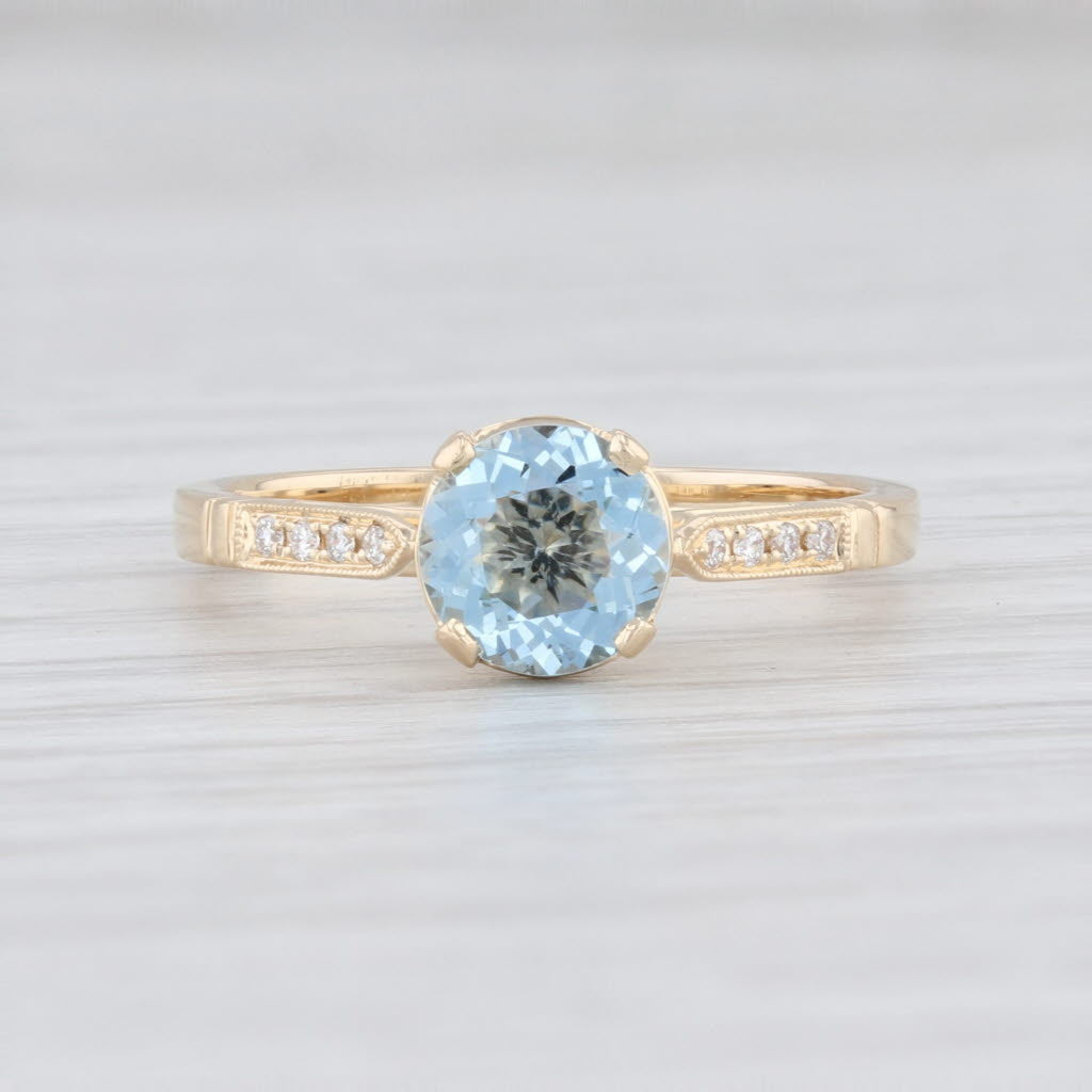 Light Gray New Beverley K Aquamarine Diamond Ring 14k Gold Size 6.5 Engagement Solitaire