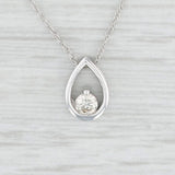 New 0.10ctw Diamond Teardrop Pendant Necklace 14k White Gold 18" Rope Chain