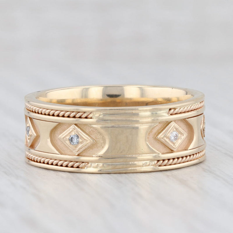 Men's Diamond Wedding Band 14k Yellow Gold Size 10.25 Ring